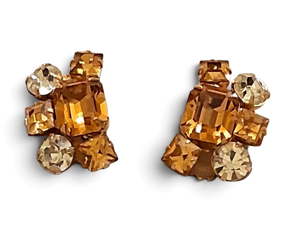 Mid Century Clip on Rhinestone Earrings Originals by Robert